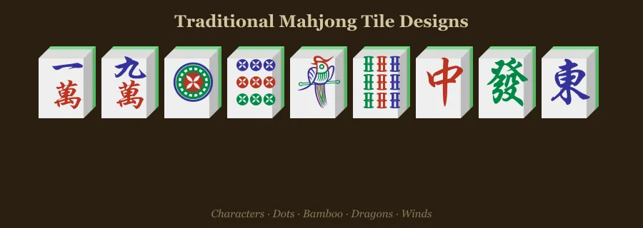Traditional hand-carved Mahjong tiles made from bone and bamboo